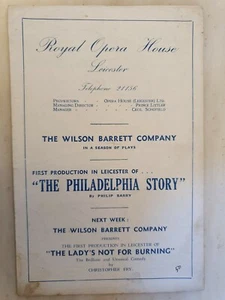  ROYAL OPERA HOUSE LEICESTER: THE PHILADELPHIA STORY RUTH PORCHER FRANK RAYMOND - Picture 1 of 3