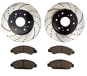 Fits 2007 GMC Yukon Yukon XL 1500 Front Drilled Brake Rotors and Ceramic Pads - Bild 1 von 8