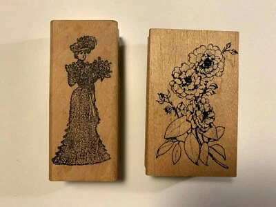 Лот марок Франциско викторианская женщина LA 117-K LA Stampworks цветы штамп - Изображение 1 из 4