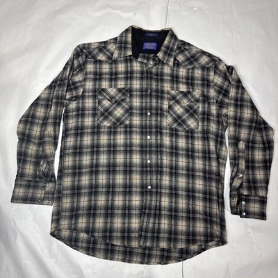 Vintage Pendleton Shirt Large Plaid Flannel 100% Pure Virgin Wool Pockets Button - Image 1 of 4