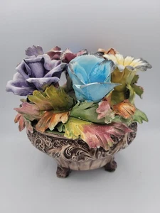 Vintage Italian Bassano CAPODIMONTE Centerpiece Floral Arrangement As Is - Picture 1 of 14