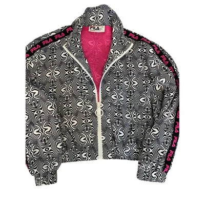 FILA GEOMETRIC Nylon Psicodélico Cremallera Atlética Pista Recortada Chaqueta. Talla SM EUC Foto 1 de 4