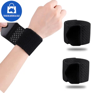 Wrist Brace & Wraps [2 Pcs] - Adjustable Carpal Tunnel Support & Sports Fitness - Picture 1 of 12