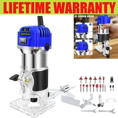 2000W Palm Router Mini Hand Held Router Wood Laminator Trimmer & 15 Bits Tool UK - Image 1 of 4