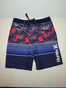 Hurley Floral Printed Board Shorts Boys 14/27 Midnight Navy - Picture 1 of 7