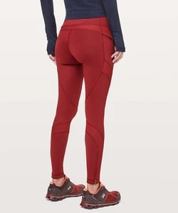 Lululemon Leggings Keep The Fleece 28" Dark Sport Red Burgundy Size 4 EUC - Picture 1 of 4