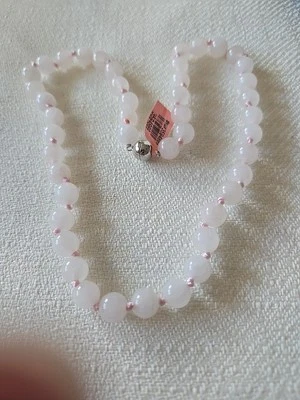 Colar de contas de quartzo rosa 18" fecho magnético novo sem etiquetas - Imagem 1 de 4