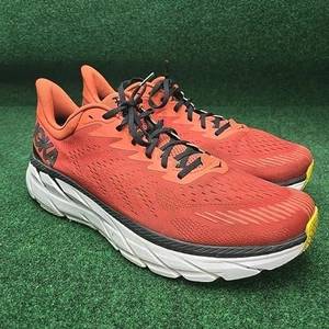 Hoka One One Clifton 7 Mens Size 13 Running Shoes Sneakers Coral Black Yellow - Picture 1 of 14