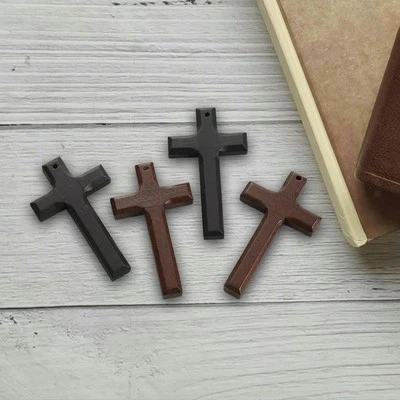 4x Wood Cross Charms Decoration for Jewelry Accessories DIY Necklace Crafts - Image 1 of 4