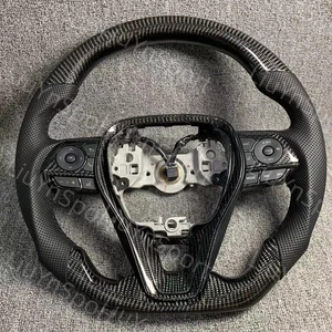 Volante de fibra de carbono real para Toyota Camry Rav4 Corolla con botón 18-23 - Imagen 1 de 7