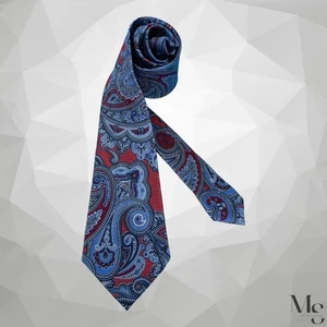ERMENEGILDO ZEGNA Black Tag Red Blue Paisley Silk Tie Made In Italy 60”-3.5"NWOT - Picture 1 of 7