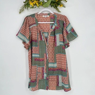 Top Cottagecore Rose & Olive para mujer con retazos 2X campesino calado boho pradera Foto 1 de 4