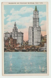 Woolworth and Municipal Buildings New York Vintage Postcard P20 - Imagen 1 de 2