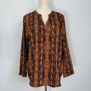 Blusa top boho vintage Manhattan para mujer grande estampado naranja serpiente - Imagen 1 de 11