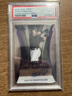 Julio Rodriguez Autographed Card /10. 2020 Leaf Trinity Clear Auto-purple. PSA 9 - Image 1 of 2