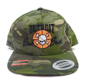 NEW Detroit Bad Boys Pistons Basketball Hat Camouflage Skull Crossbones Snapback - Picture 1 of 10