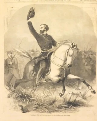 Генерал Лион в битве при Спрингфилде 1861 изящный винтажный принт! - Изображение 1 из 4