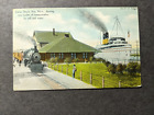 Dampfer SS NORDWEST Marineabdeckung 1909 Postkarte UNION ZUG Depot, SOO, MICHIGAN