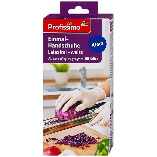 DM Profissimo Einmal Handschuhe weis 60 St. Latexfrei - KLEIN - MHD 04/24