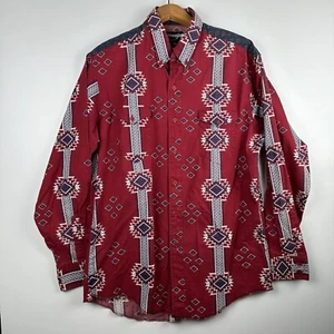 Vintage Wrangler Shirt Cowboy Cut X-Long Tails Aztec Southwest USA 17 x 35 - Picture 1 of 7