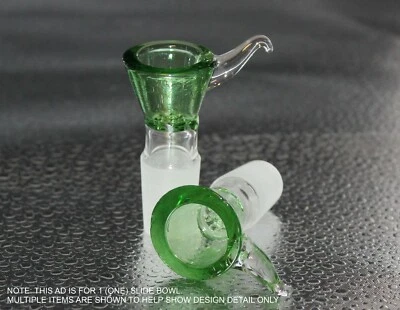 HIPPIE MOMMA 18mm HORNED GREEN & CLEAR HONEYCOMB SCREEN Glass SLIDE tobacco glass slide