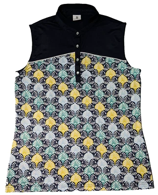 DEPORTES DIARIOS Mujeres Mediana Vieira GEO Azul Multi Sin Mangas Golf Polo Usado en Excelente Condición Foto 1 de 4