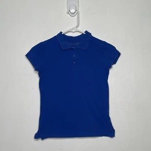 Old Navy Polo Shirt Girls Size Medium 8 Blue Short Sleeve School Uniform Top - Picture 1 of 4