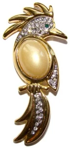 Perroquet Broche - Broche perle Perroquet Bijou fantaisie raffiné style Fabergé - Picture 1 of 1