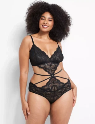 NUEVO MONO LANE BRYANT NEGRO ABANICO ENCAJE TALLA 18/20 Foto 1 de 2