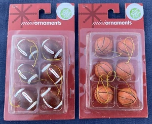FOOTBALL Basketball Christmas Holiday Mini Ornament Sets FREE Shipping - Picture 1 of 8