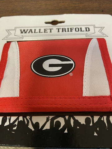 Georgia Bulldogs NCAA Red Tri-Fold  Nylon Wallet  C Cover