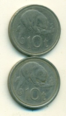 2 DIFFERENT 10 TOEA COINS with CUSCUS from PAPAU NEW GUINEA DATING 1975 & 1976 - Image 1 of 2