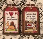 5 NEW Handcrafted Wooden RETRO VALENTINE Ornaments Hang Tags GiftTags SetJ1