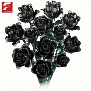 585pcs Black Rose Building Blocks Set Adult Puzzle Home Decor Fake Flower Gift - Picture 1 of 9