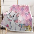 Great Proud White Cat Is Smiling 3D Warm Plush Fleece Blanket Picnic Sofa Couch