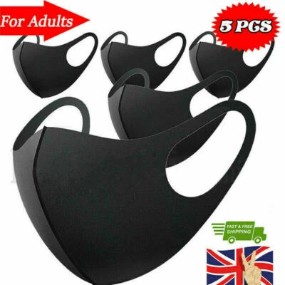 5x Face Mask Washable UK Reusable Masks Mouth Nose Breathable Protection Cover