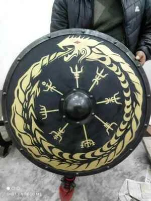 New Medieval Round Shield Viking Shield Vintage Battle Ready Shield Wooden 24" - Image 1 of 4
