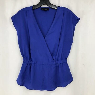 Camisa Attention Azul Cuello en V Cintura Elástica Azul Foto 1 de 4