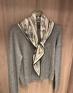 70% Cashmere 30% Silk White Diamond Scarf letter Print Bandanna 130X42cm new - Picture 1 of 5