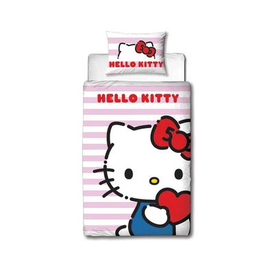 Hello Kitty Set Copripiumino Singolo Bianco Rosa Gatto UK Size Bambini 2 Design - Immagine 1 di 4