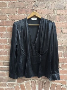 Vintage Valentino Miss V Women’s Blouse, Sz 42, Black 100% Silk 80’s - Picture 1 of 8