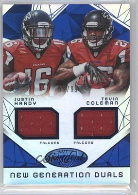 2015 Certified Mirror Blue /99 Justin Hardy Tevin Coleman #NG-ATL Rookie RC - Image 1 of 2