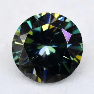 Greenish Blue VVS 7 MM Round Moissanite 1.30 Ct Certified Stunning Gemstone - Picture 1 of 4