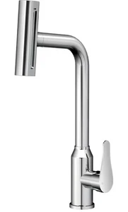 Wasserfall hell silber Küchenarmatur 360° schwenkbar Küchenspüle Armaturen herausziehbare Brause - Bild 1 von 5