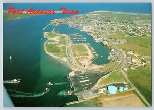 Postcard Continental - Vintage Aerial View Port Aransas Texas - Picture 1 of 2