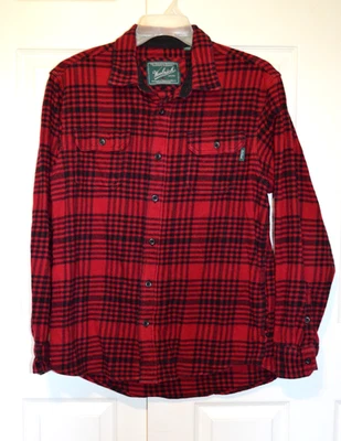 Vintage Woolrich Jacket Shacket Mens L Red Black Plaid Button Front Hunting - Image 1 of 4