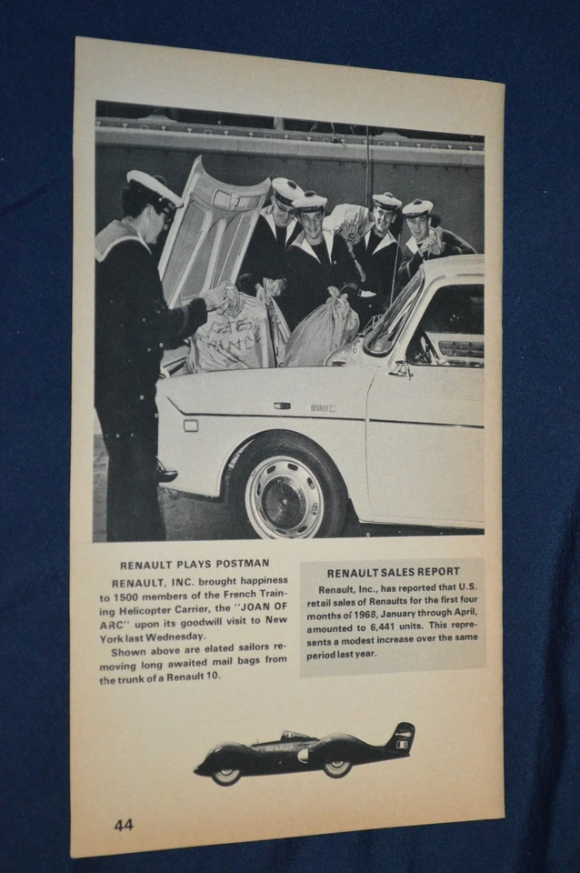 1968 Renault 10 "Sailors" Original Vintage Mini Publicidade Impressão Anúncio 68 R10 - Imagem 1 de 1