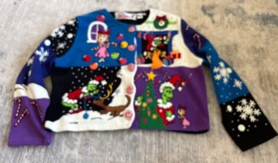 VTG Michael Simon Dr Seuss Grinch Christmas Sweater Cardigan Size XL 1999 RARE - Image 1 of 4
