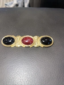 1928 Brand Cabachons Gold Tone Victorian Style Bar Pin - Picture 1 of 3