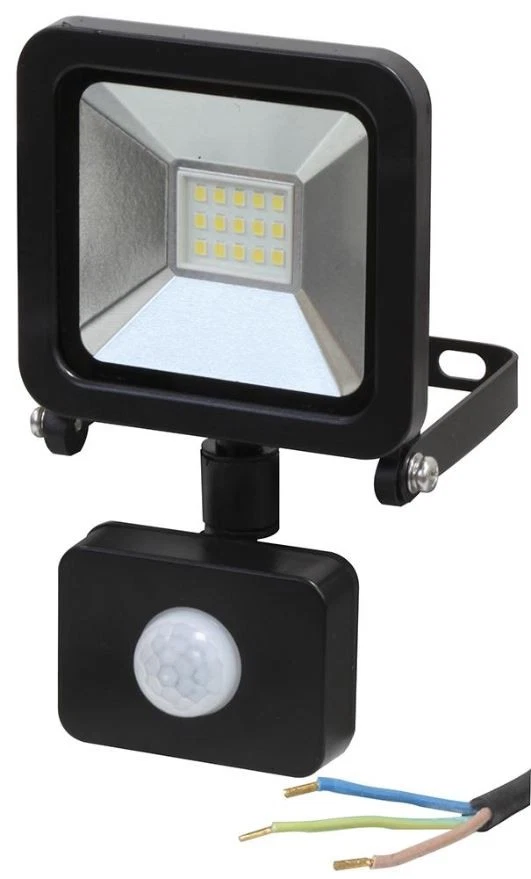 PRO ELEC Lampu LED Floodlight dengan PIR, 10W, 800lm, 6000K, Hitam, IP44 - Image 1 of 1